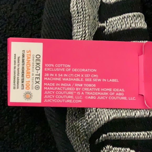 Juicy Couture Home Silver Embroidered Name Plush Oversised Bath Towel - Picture 4 of 4